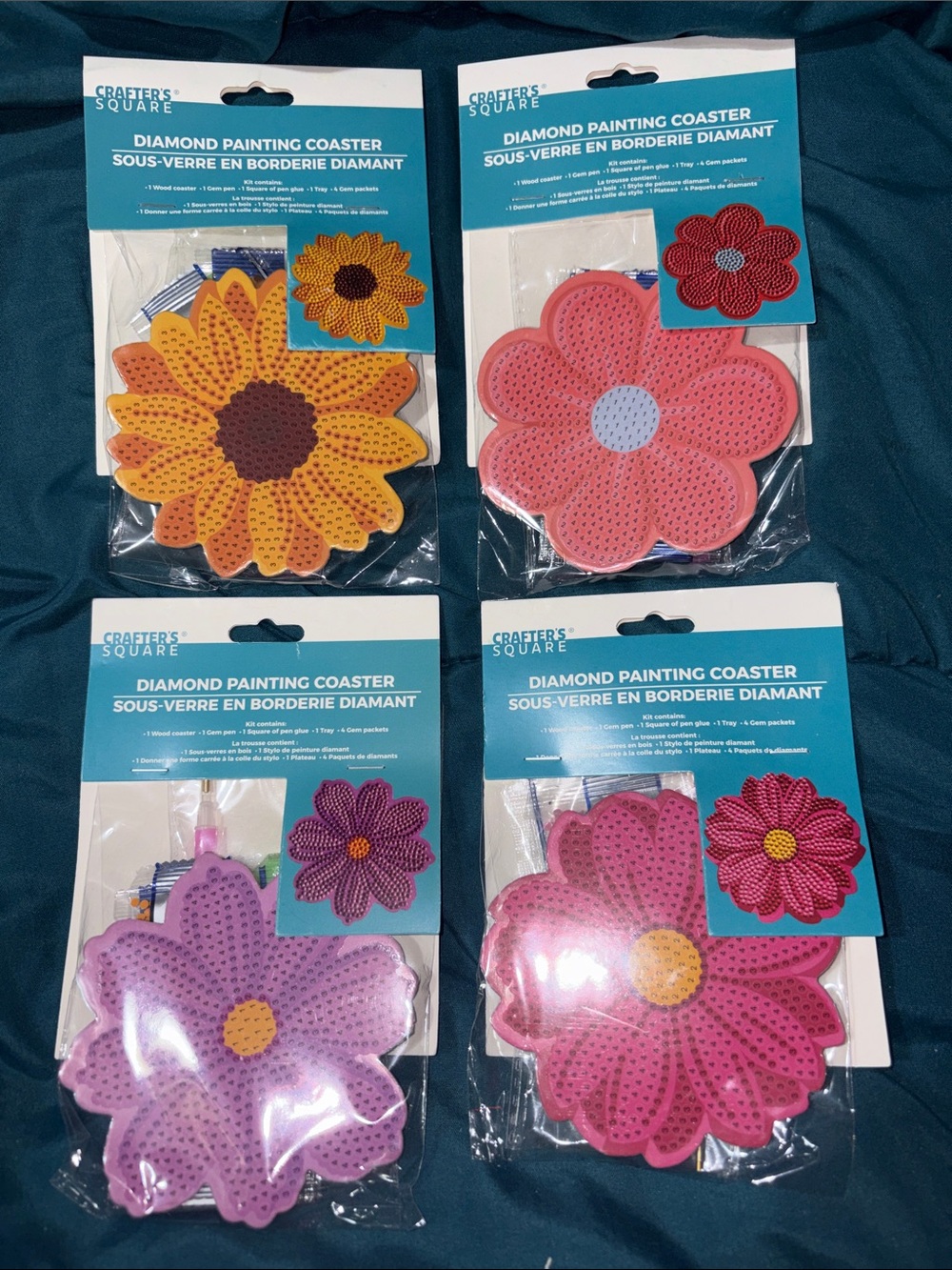 4 - Crafter's Square Floral Diamond Painting Coaster Set